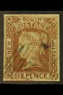 NEW SOUTH WALES  1852-53 6d Chocolate Brown, SG 75, With Four Large Margins And Neat Barred Oval Cancel. Signed A. Diena - Other & Unclassified
