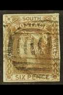 NEW SOUTH WALES  1852-53 6d Grey Brown, SG 76, With Four Good To Large Margins And Neat Barred Oval Cancel. For More Ima - Other & Unclassified