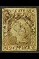 NEW SOUTH WALES  1852-53 6d Grey Brown, SG 76, With Four Margins And Neat "38" Cancel. For More Images, Please Visit Htt - Other & Unclassified
