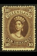 QUEENSLAND  1895 10s Brown On Thick Paper, SG 160, Mint With Light Gum Bend, Fresh. For More Images, Please Visit Http:/ - Other & Unclassified