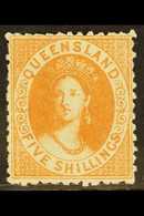 QUEENSLAND  1880 5s Yellow-ochre Chalon Lithographed, SG 124, Fine Mint, Very Fresh & Attractive. For More Images, Pleas - Other & Unclassified