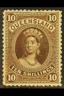 QUEENSLAND  1882-95 10s Brown Watermark W 5, SG 155, Very Fine Mint, Nice Centering, Very Fresh. For More Images, Please - Other & Unclassified