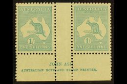 1929-30  Small Multiple Wmk 1s Blue-green Roo (SG 109), Ash Imprint Pair With "N" Over "N", BW 34z, Fine Mint  For More - Other & Unclassified