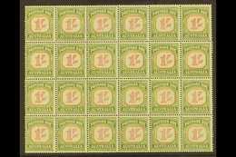 POSTAGE DUE  1946-57 1s Carmine & Green, SG D128 Never Hinged Mint Block Of 24. Lovely Display Item (1 Block Of 24) For - Other & Unclassified