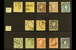 1858-59 ATTRACTIVE USED COLLECTION  Includes (type I) 2kr Yellow Both Shades, 3kr Black, 10kr, And 15kr, Plus (type II) - Other & Unclassified