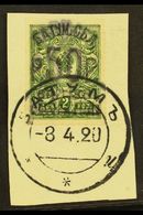 1920  50r On 2k Yellow- Green Imperf, SG 38, Used Tied To Piece By Batum 8/4/20 Cds. For More Images, Please Visit Http: - Other & Unclassified