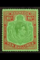 1938-53  10s Yellow Green & Deep Carmine On Green LINE PERF 14¼, SG 119b, Never Hinged Mint With Usual Streaky Gum, Very - Other & Unclassified