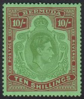1939  10s Bluish Green And Deep Red On Green, Geo VI, SG 119a, Superb NHM. For More Images, Please Visit Http://www.sand - Other & Unclassified
