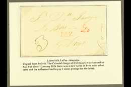 1826 (JUN) ENTIRE LETTER TO PERU  1826 (3 Jun) EL From La Paz To Arequipa Showing Colonial Single Rate Postage Of 2½r In - Other & Unclassified