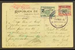 1935 GRAF ZEPPELIN FLIGHT.  (14 May) Picture Postcard Addressed To New York, Bearing 1930 15c Air Overprint (Scott C14, - Other & Unclassified
