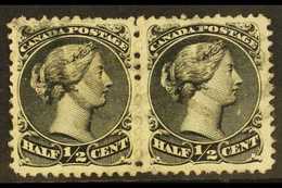 1868-71  ½c Black Large Queen, SG 53, Attractive Horizontal Pair With Neat Target Cancels. For More Images, Please Visit - Other & Unclassified