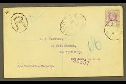 1908  (6 June) Registered Cover To USA, Bearing 1907 1s Stamp (SG 15) Tied By "George Town" Cds, With Registration "R" C - Other & Unclassified