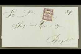 1868  10c Violet Type I, Scott 54a, On Undated Cover To Bogota Tied By Oval "HONDA/FRANCA" Cancel, With Recent (2016) Br - Other & Unclassified