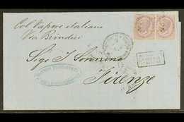 1867  (3 Dec) Cover Endorsed "Col Vapore Italiano / Via Brindisi" Sent From Alexandria To Firenze, Bears Two Italian 60c - Other & Unclassified