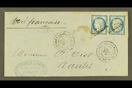 GUADELOUPE  1876 50c Double Rate Cover  (missing Flap) To France Franked 25c Ceres (2) Tied By Dumb Lozenge Cancel With - Other & Unclassified