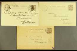 MADAGASCAR  1896-1897 Three Overprinted 1895 10c Postal Stationery Postcards (H&G 1), Used, One Addressed To Netherlands - Other & Unclassified