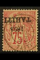 TAHITI  1893 (Aug) 75c Rose With OVERPRINT INVERTED, SG 42a (Yvert 29b), Very Fine Used. For More Images, Please Visit H - Other & Unclassified