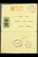 TOGO  1917 Registered Cover (opened For Display), Franked 1fr Green And Black Occupation Franco-anglaise, Tied By Nodifi - Other & Unclassified
