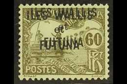 WALLIS AND FUTUNA  Postage Due 1920 60c Bronze-green On Bluish, OVERPRINT DOUBLE VARIETY, Yvert 7a, Mint. For More Image - Other & Unclassified