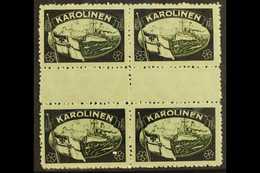 CAROLINE ISLANDS  1919 Black & White Mourning Label GUTTER BLOCK Of 4, Never Hinged Mint. Lovely Item For More Images, P - Other & Unclassified