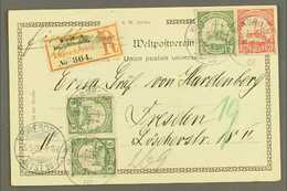 SOUTH WEST AFRICA  1902 (2 Apr) Ppc Registered To Germany Bearing 5pf X3 And 10pf Yacht Tied By "WINDHOEK" Cds Cancels, - Other & Unclassified