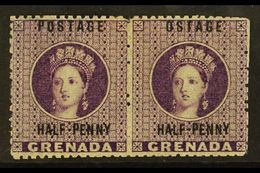 1881  ½d Deep Mauve, Horizontal Pair R/h Stamp Showing The Variety "OSTAGE", SG 21/21c, Very Fine Mint. Ex Sir Gwaine Ba - Other & Unclassified