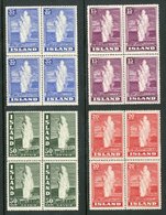 1938  Geyser - All 1938 Issued Values, Complete Set, Michel 193/6 (Facit 227/9 & 232), In Superb Never Hinged Mint Block - Other & Unclassified