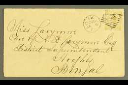 1871 COVER FROM CORK TO BENGAL  1871 (5 Jan) Cover To Hooghly, Bengal, Bearing GB 1867 9d Straw Plate 4, SG 110, Tied By - Other & Unclassified