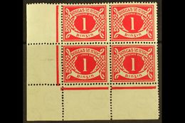 1925 POSTAGE DUE  1d Carmine, Lower Left Corner Block Of Four, Position 10/1 Blotted "POS" (Hib. Pd2c), Lightly Hinged I - Other & Unclassified