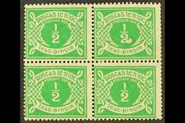1925 POSTAGE DUE  ½d Emerald Green, SG D1, Block Of Four, One Showing Blob On "2" (Hib. PD1a), Fine Mint. For More Image - Other & Unclassified