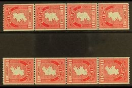 1946 COIL STAMPS  1d Carmine Perf 15 X Imperf, Fine Mint Strips Of Four With Upright And Inverted Watermarks, SG 112c/cw - Other & Unclassified