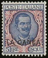 ITALIAN PO's IN CRETE  LA CANEA 1905 5L Blue & Rose Overprint, Sassone 13, SG 13, Very Fine Mint, Very Fresh. For More I - Other & Unclassified