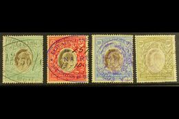 1904-7  4r, 5r, 10r & 20r Wmk Mult Crown CA, SG 29/32, Fiscally Used (4). For More Images, Please Visit Http://www.sanda - Other & Unclassified