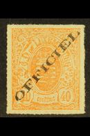 OFFICIALS  1875 40c Red-orange With Type I (25½ Mm) Overprint, Michel 8 Ia, Very Fine Mint Example Of This Rare Stamp. V - Other & Unclassified