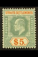 1904-10  $5 Dull Green & Brown-orange, Wmk Mult Crown CA, SG 138, Very Fine Mint. For More Images, Please Visit Http://w - Other & Unclassified