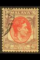 MALACCA  1942 40c Scarlet And Dull Purple, Straits Settlements,  With Part  "Malacca Chop" Overprint, SG J53, Very Fine - Other & Unclassified