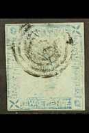 1859  2d Blue Imperf "Lapirot", Worn Impression, From Position 7, SG 39, Used With Three Margins And Target Cancel, Hori - Other & Unclassified