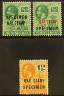 1917 - 1919  War Tax Set Complete, Ovptd "Specimen", SG 60s/62s, Very Fine Mint. (3 Stamps) For More Images, Please Visi - Other & Unclassified