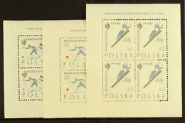 1962  International Ski Championships, Zakopane, Complete Set Of Three Sheetlets, Perf 11 X 11½, Michel 1294C/1296C Klei - Other & Unclassified