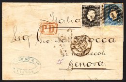 1874  Cover To Italy Bearing 1870 Perf 12½ 5r Black & 120r Blue, SG 69 & 93, Transit & Arrival Marks To Reverse. Small F - Other & Unclassified