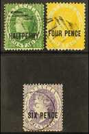 1882-84  (wmk CA, Perf 14) ½d Green, 4d Yellow And 6d Violet (SG 25, 27 & 28), Fine Used. (3 Stamps) For More Images, Pl - Other & Unclassified