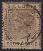 1883-86  4d Brown With Top Left Triangle Detached, SG 34a, Fine Cds Pmk, Small Tear At Base. For More Images, Please Vis - Other & Unclassified