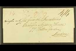 1827  (27 June) Wesleyan Missionary EL To London With Two Fair Strikes Of The St Vincent Fleuron Alongside London Arriva - Other & Unclassified