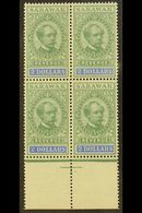 REVENUE STAMPS  1900 $2 Green And Bright Blue (Barefoot 26, Tan R7) - A Never Hinged Mint Marginal BLOCK OF FOUR. Superb - Other & Unclassified