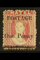 NATAL  1877 1d On 6d Rose, SG 93, Mint, Heavyish Hinge, Otherwise Fine And Fresh.  For More Images, Please Visit Http:// - Other & Unclassified