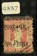 NATAL  1877 6d Rose Surcharged Locally "Postage One Penny", Variety "surcharge Double One Inverted", SG 93c, Fine Used. - Other & Unclassified