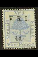 ORANGE FREE STATE  1900 4d On 4d Ultramarine, No Stop After "V" Variety, SG 107a, Fine Mint. For More Images, Please Vis - Other & Unclassified