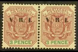 TRANSVAAL  1900 3d Purple And Green With NO STOP AFTER "R" Overprint Variety In Pair With Normal, SG 230+230b, Very Fine - Other & Unclassified