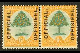 OFFICIAL  1926 6d Green And Orange, Overprint Reading Upwards With Stops, SG O4, Fine Mint Pair. For More Images, Please - Other & Unclassified