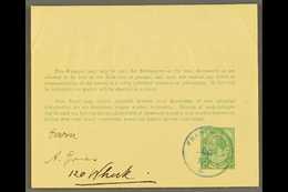 1917  (June) ½d Green On Buff Postal Wrapper To Windhuk Showing A Very Fine "FRANZFONTEIN" Cds Postmark In Blue, Putzel - Other & Unclassified